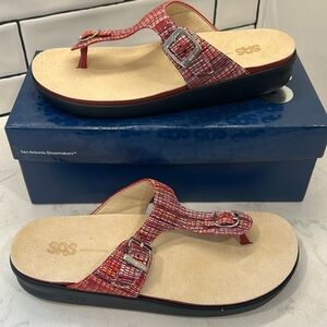 SAS Women Thong Sandals Slide SANIBEL Rainbow Red 11M NEW Made in USA
